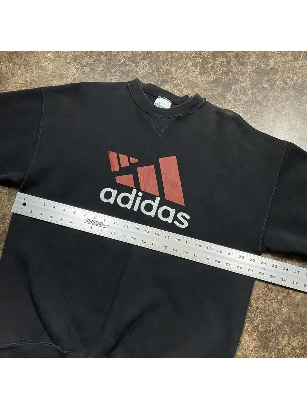 Vintage Adidas Sweatshirt Black Crewneck Red Logo Graphic Mens XL